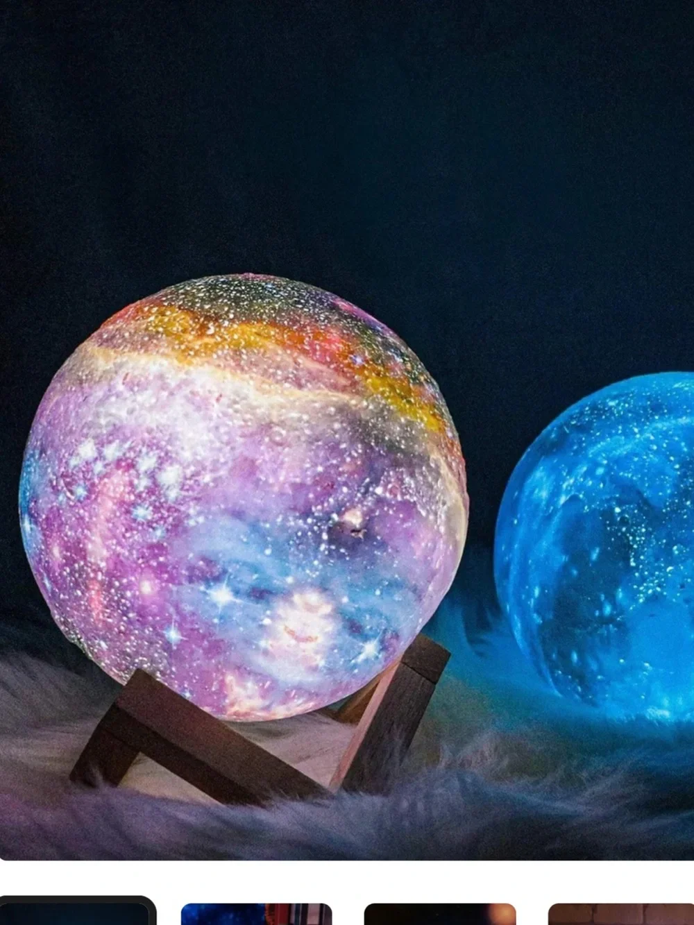 3-D Galaxy Moon Lamp, Remote/Touch/Vibration Controlled and Rechargeable